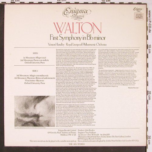 Walton,William: Sinfonie Nr.1 in Bb minor, Enigma(VAR 1054), UK, 1978 - LP - L9824 - 9,00 Euro
