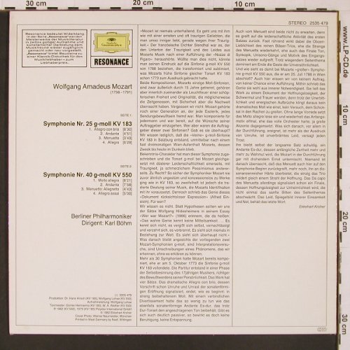 Mozart,Wolfgang Amadeus: Sinfonien Nr.25 & 40 (1962/1973), D.Gr. Resonance(2535 479), D, Ri, 1982 - LP - L9917 - 6,00 Euro