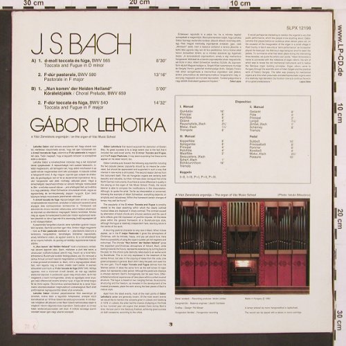 Bach,Johann Sebastian: Toccata & Fugue In D Minor, Hungaroton(SLPX 12198), H, 1980 - LP - L9953 - 6,00 Euro