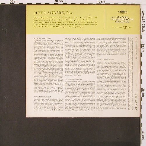 Anders,Peter: Tenor - Verdi Leoncavallo, Deutsche Grammophon(LPE 17 091), D, m-/vg+, 1957 - 10inch - L9987 - 6,00 Euro