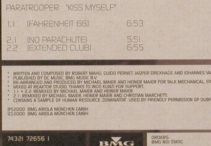 Paratrooper: Kiss Myself, BMG(022), EU, 2000 - 12inch - H8458 - 4,00 Euro