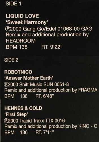 V.A.DMC E-Mix 01: Liquid Love,Robotnico,Hennes&Cold, DMC (EURO1), UK, 2000 Typ: 12" Best.-Nr.: V3503 Preis: 7,50 Euro