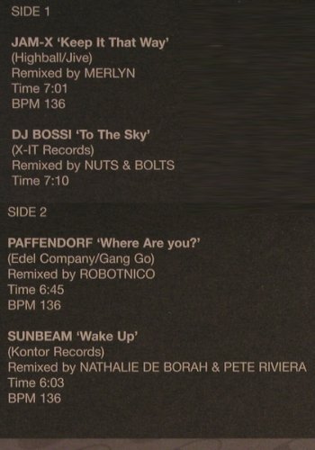 V.A.DMC E-Mix 02: Jam-X, DJ Bossi, Paffendorf,Sunbeam, DMC (EURO2), UK, 2000 Typ: 12" Best.-Nr.: V3504 Preis: 7,50 Euro