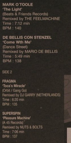 V.A.DMC E-Mix 04: Mark O'Toole,De Bellis,Fragma,Super, DMC, wellig~~spielt (EURO4), UK,  m-/m-, 2000 Typ: 12" Best.-Nr.: V3506 Preis: 4,00 Euro