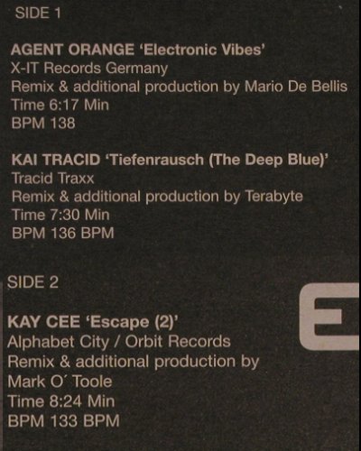 V.A.DMC E-Mix 05: Agent Orange,Kai Tracid,Kay Cee, DMC (EURO5), UK, 2000 Typ: 12" Best.-Nr.: V3507 Preis: 7,50 Euro