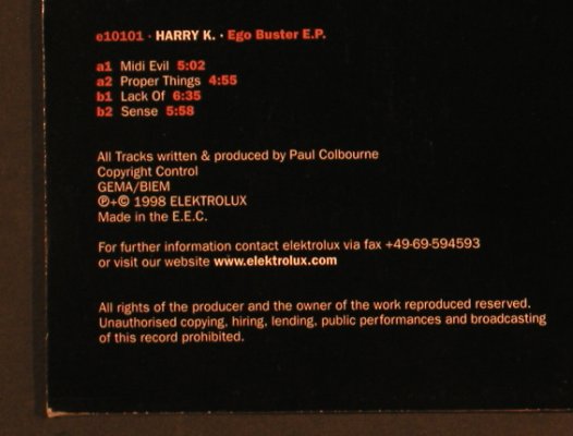 Harry K.: Ego Buster E.P., Elektrolux(e10101), D, 1998 - 12inch - X6989 - 7,50 Euro
