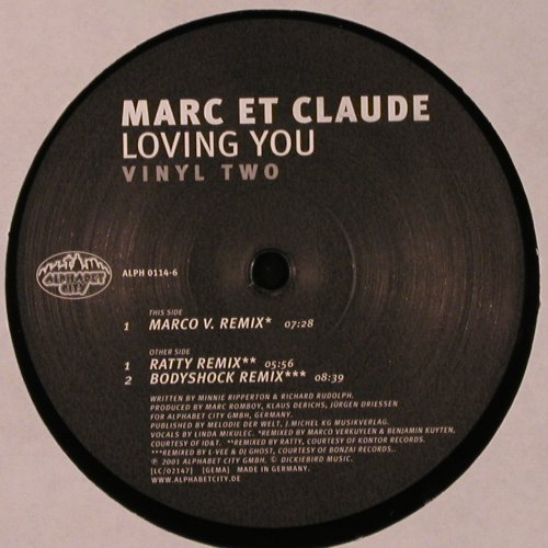 Marc et Claude: Loving You*3, Vinyl 2, Alphabet City(ALPH 0114-6), D, vg+/vg+, 2001 - 12inch - X9690 - 4,00 Euro