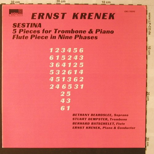 Krenek,Ernst: Sestina, Orion(ORS 78295), US, 1978 - LP - F1283 - 12,50 Euro