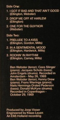 Webster,Ben: For the Guv'nor, Volume 1, Yes to Jazz(10043), P, Ri, 1969 - LP - H1249 - 7,50 Euro