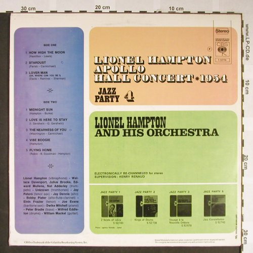 Hampton,Lionel: Apollo Hall Concert,Ri,Jazz Party 4, CBS(S 52716), NL,vg+/m-,  - LP - H2127 - 5,00 Euro