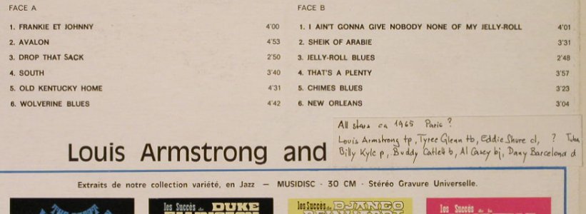 Armstrong,Louis: The Great (All Star ca.1965 Paris?), Musidisc(30 CV 1079), F, Ri,stoc,  - LP - H3226 - 6,50 Euro
