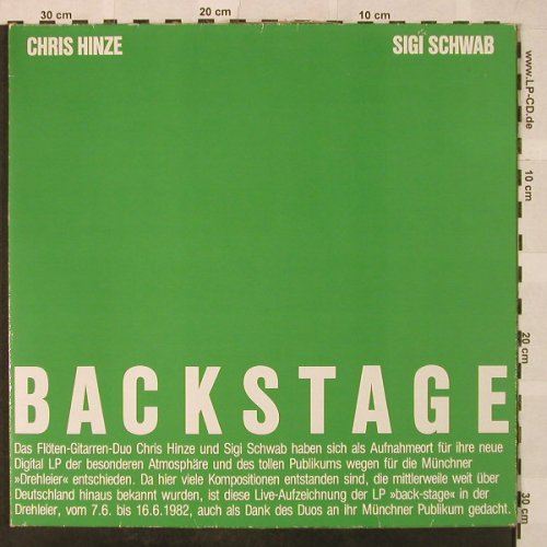 Hinze,Chris & Sigi Schwab: Backstage, Foc, vg+/vg+,bad cond., Melosmusik(GS 801), D, 1982 - LP - H5029 - 3,00 Euro