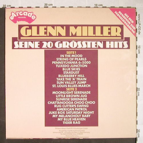 Miller,Glenn: Seine 20 Grossten Hits, Arcade(ADE G 18), NL, 1976 - LP - H59 - 5,00 Euro