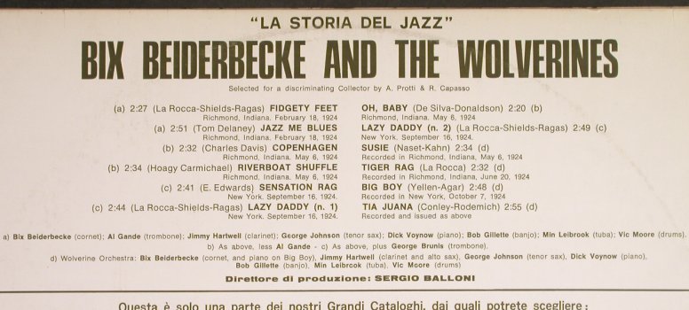 Beiderbecke,Bix & the Wolverine: La Storia del Jazz, m-/vg+, Joker(SM 3087), I, 1971 - LP - H6302 - 6,00 Euro