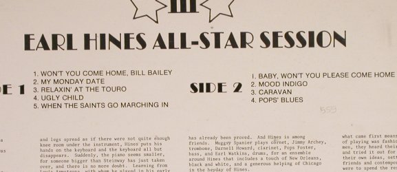 Hines,Earl: All-Star Sessions, vg+/vg+, Trip(JT-3), US,  - LP - H6732 - 4,00 Euro