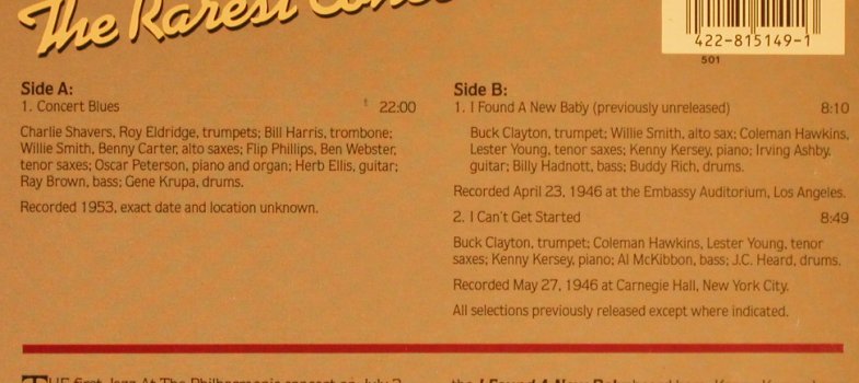 Hawkins,Coleman/Gene Krupa/L.Young: The Rarest Concerts, Verve(815 149 1 YM), US, co, 1983 - LP - H7044 - 7,50 Euro