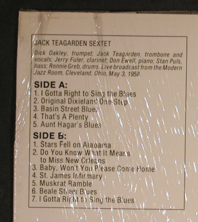 Teagarden,Jack with His Sextet: The Modern Jazz Room,Cleveland'58, Pumpkin Prod.(121), US,FS-New, 1988 - LP - H8858 - 20,00 Euro