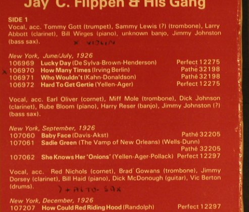 Jay C Flippen & his Gang: 1926-27, Red Nichols,Miff Mole..., Fountain(FV-204), UK,vg+/vg+,  - LP - H8948 - 7,50 Euro