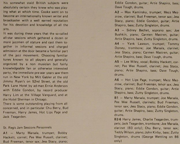 V.A.The Legendary St.Regis Jam Sess: 1938-39,Marty Marsala...G.Wettling, Alamac Records(QSR 2445), US,  - LP - H9576 - 12,50 Euro
