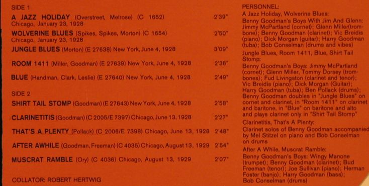 Benny Goodman's Boys: 1928-1929 f.Gl.Miller,Bud Freemann, MCA(6.21875 AG), D, 1974 - LP - H9836 - 6,00 Euro