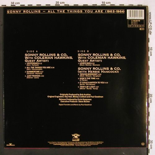 Rollins,Sonny: All the Things you are(1963-1964), Bluebird (NL82179), D, Ri, 1990 Typ: LP Best.-Nr.: V3342 Preis: 15,00 Euro