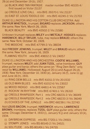 Ellington,Duke & His Orchestra: Early Elligton (1927-1934), Bluebird(NL86852), D, 1989 - LP - V3350 - 15,00 Euro