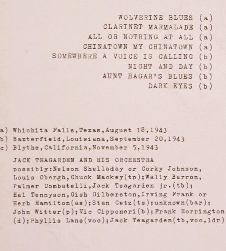 Teagarden,Jack: 1943-Live, Whichita Falls Texas, Queen-Disc (Q-040), I, Ri, 1979 Typ: LP Best.-Nr.: V3594 Preis: 9,00 Euro
