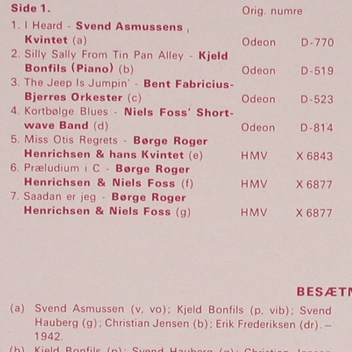 V.A.Dansk Guldalder Jazz Vol.3-4: Svend Asmussen,Hinrichsen-(1942-49), Emi Odeon(J 11-12), EEC, Foc,  - 2LP - V3611 - 20,00 Euro