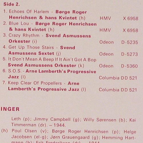 V.A.Dansk Guldalder Jazz Vol.3-4: Svend Asmussen,Hinrichsen-(1942-49), Emi Odeon(J 11-12), EEC, Foc,  - 2LP - V3611 - 20,00 Euro