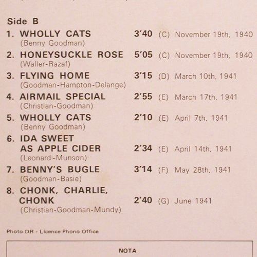 Christian,Charlie: Live 1939 / 1941, Musidisc (30 JA 5181), F, 1976 Typ: LP Best.-Nr.: V3665 Preis: 12,50 Euro