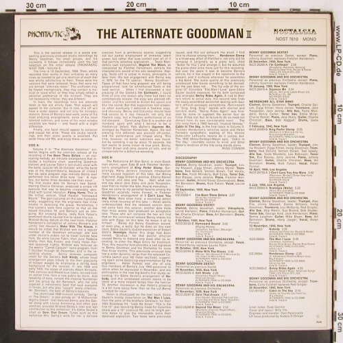 Goodman,Benny: The Alternate B.G. Vol.II, m-/vg+, Phontastic(NOST 7610), S, 1980 - LP - V3707 - 9,00 Euro