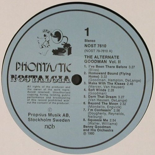 Goodman,Benny: The Alternate B.G. Vol.II, m-/vg+, Phontastic(NOST 7610), S, 1980 - LP - V3707 - 9,00 Euro