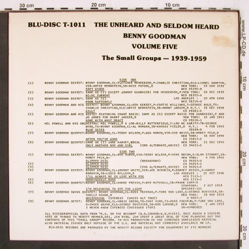 Goodman,Benny: The Unheard B.G. Vol.5, 1939-59, Blue-Disc(T-1011), US, m-/vg+, 1982 - LP - V3709 - 9,00 Euro