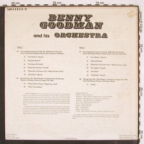 Goodman,Benny: The King Of Swing on the air (1940), Aircheck(16), US, m /vg+,  - LP - V3713 - 12,50 Euro
