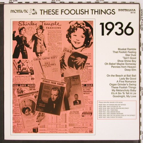 V.A.These Foolish Things 1936: Bob Crosby.. Benny Goodmann, Phontastic Nostalgia (NOST 7658), S, 1986 Typ: LP Best.-Nr.: V3871 Preis: 9,00 Euro