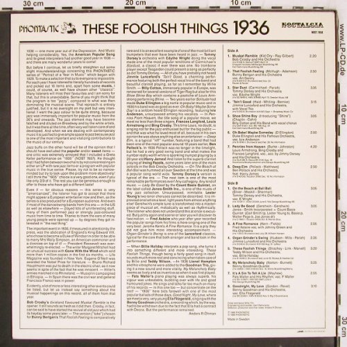 V.A.These Foolish Things 1936: Bob Crosby.. Benny Goodmann, Phontastic Nostalgia (NOST 7658), S, 1986 Typ: LP Best.-Nr.: V3871 Preis: 9,00 Euro