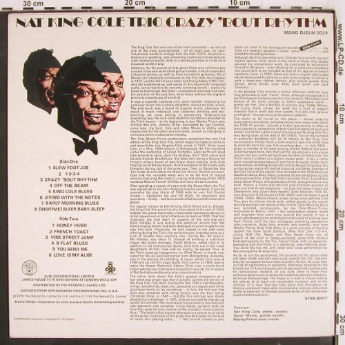 Cole,Nat King -  Trio: Crazy'bout Rhythm, Mono, DJM(DJSLM 2029), UK, 1976 - LP - V3876 - 9,00 Euro