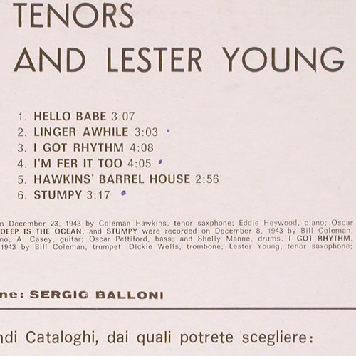 Hawkins,Coleman and Lester Young: Classic Tenors, Joker(SM 3259), I, Ri, 1972 - LP - V4004 - 9,00 Euro