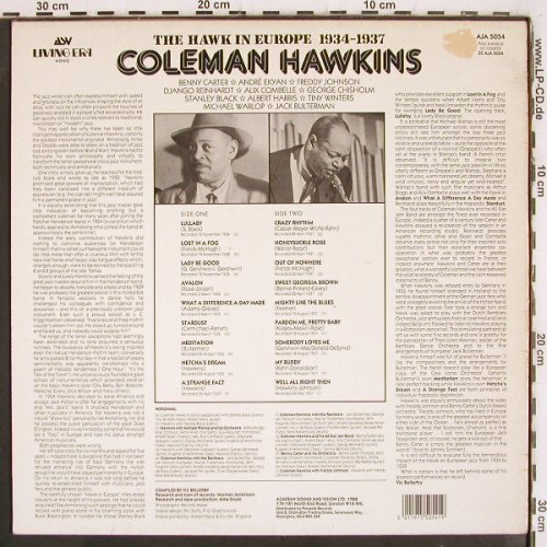 Hawkins,Coleman: Hawk in Europe 1934-1937, ASV Living Era(AJA 5054), UK, 1988 - LP - V4059 - 9,00 Euro