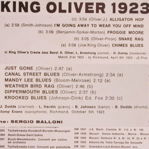 King Oliver's Creole Jazz Band:&nbsp;History Of Jazz, Creole Jazz B,1923, Joker (SM 3089/E), I, 1971 Typ:&nbsp;LP Best.-Nr.:&nbsp;V82 Preis:&nbsp; 6,00 Euro