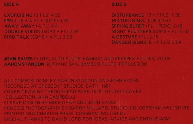 Eaves,John / Aaron Standon: Playing for Time, Zyzzle Record(6), UK, 1981 - LP - X1547 - 12,50 Euro