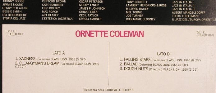 Coleman,Ornette: I Grandi del Jazz, Foc, Fabbri Editori, GdJ11(297499), I,  - LP - X3671 - 6,00 Euro
