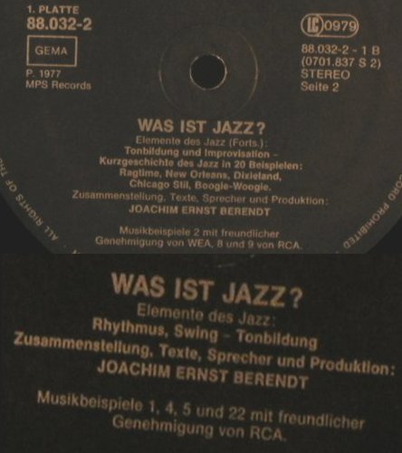 V.A.Was ist Jazz ?: Joachim-Ernst Berendt, m-/NoCover, MPS(88.032), D, 1977 - LP - X55 - 5,00 Euro