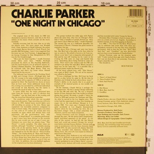 Parker,Charlie w. Orchestra: One Night in Chicago, like new, Savoy(WL70545), D, Ri, 1985 - LP - X6428 - 14,00 Euro