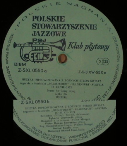 V.A.Musikforum Klagenfurt 1972: Osibisa, E.Gismondi..Arvind Parikh, PSJ Klub plytowy(Z-SXL 0550), PL, Live, 1973 - LP - X7170 - 12,50 Euro