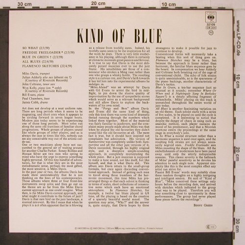 Davis,Miles: Kind Of Blue,Ri, CBS(CBS 32109), NL, Ri, 1962 - LP - X7503 - 20,00 Euro