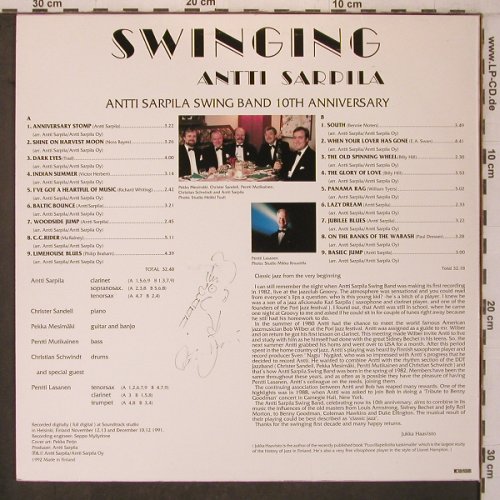 Sarpila,Antti Swing Band: Swinging, 10th Anniv., AS(ASLP-4), SF, 1992 - LP - X7566 - 7,50 Euro