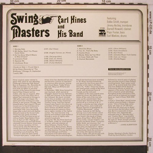 Hines,Earl: Swing Masters, vg+/vg+, Riverside(673 006), D,  - LP - X7578 - 5,00 Euro