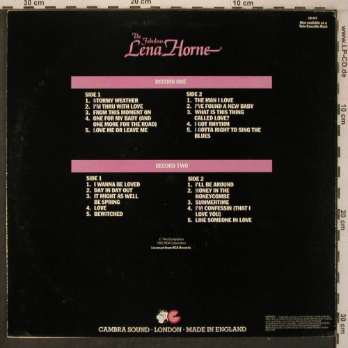 Horne,Lena: The Fabulous, m-/vg+, Cambra(CR 047), UK, 1982 - 2LP - X7580 - 9,00 Euro