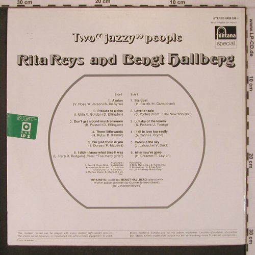 Reys,Rita & Bengt Hallberg: Two Jazzy People, stoc, Fontana(6428 109), NL,  - LP - X7762 - 7,50 Euro